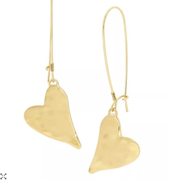 ROBERT LEE MORRIS SOHO Gold-Tone Heart Dangle Earrings - Picture 1 of 2